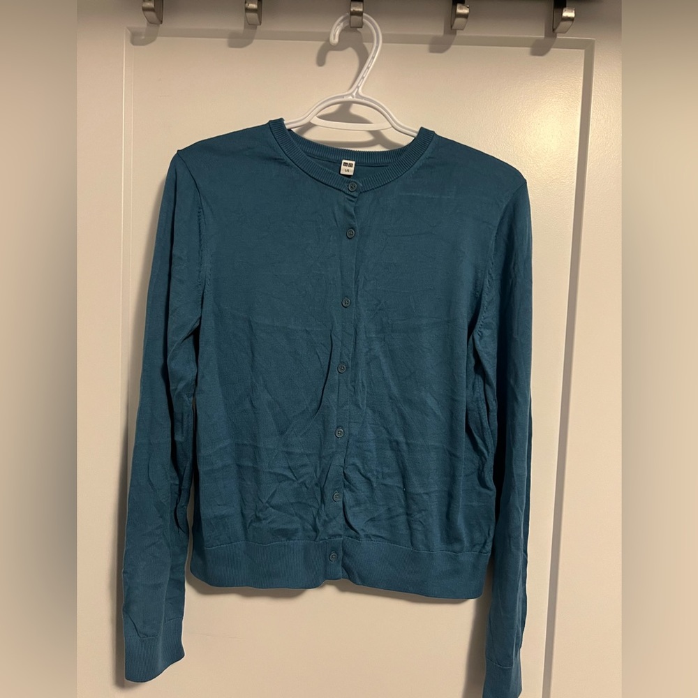NWOT Uniqlo Crew Neck Cardigan | Blue | Size L